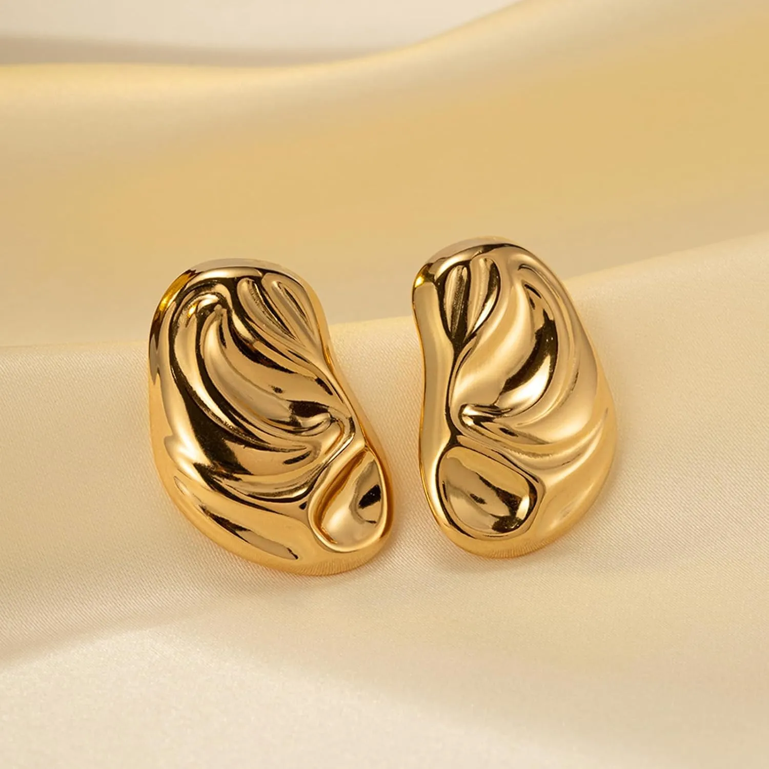 Big Chunky Gold Earrings for Women Geometric Earrings Vintage Statement Trendy Jewelry