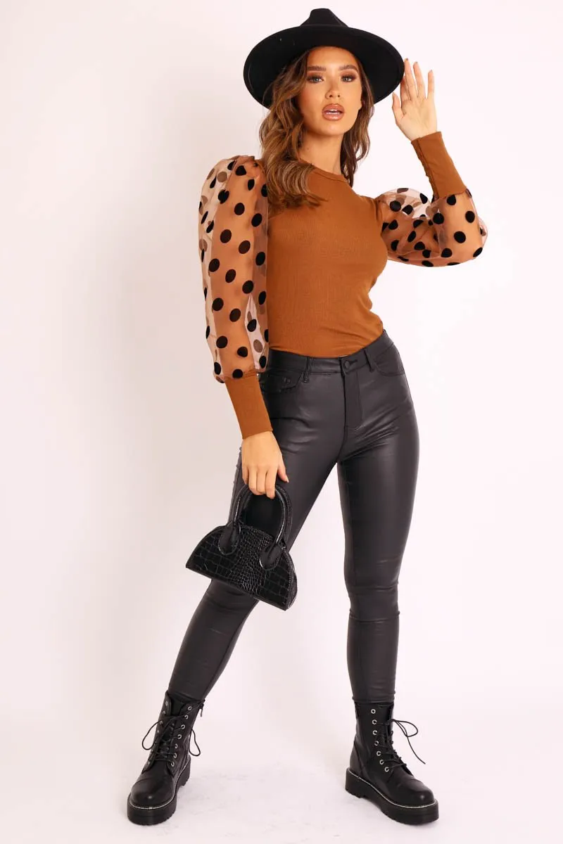 Black PU Coated Skinny Jeans - Rachell