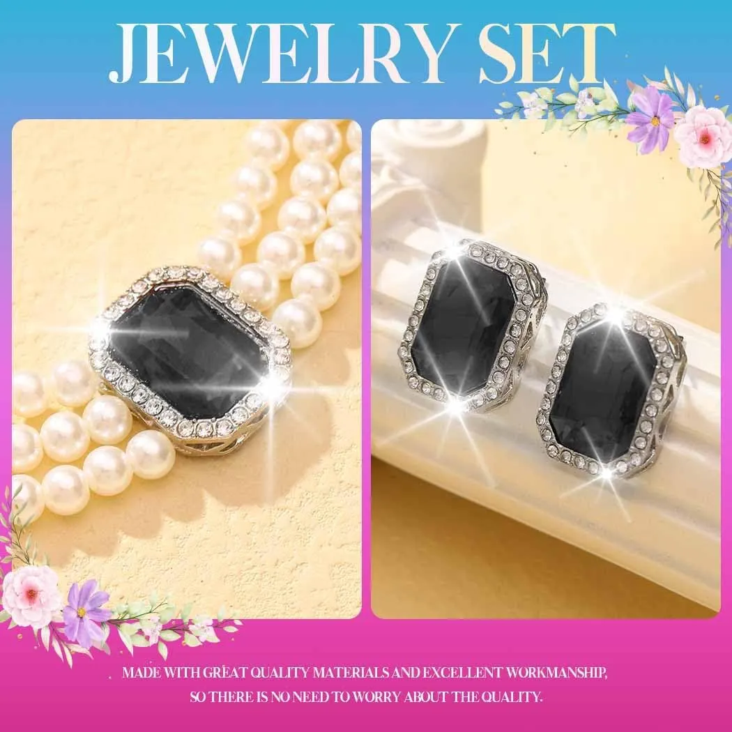 Brishow Pearl Necklace Jewelry Set Wedding Pearls Earrings Necklaces Set Bridal Crystal Bracelet Jewelry for Women (Pack of 3)