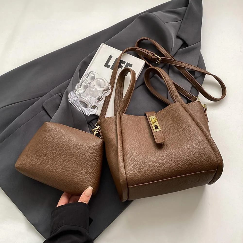 Bucket Bags for Women Trendy Shoulder Purse Satchel Handbag Pu Leather Bucket Tote Purse Top-handle Bag Fall Purse