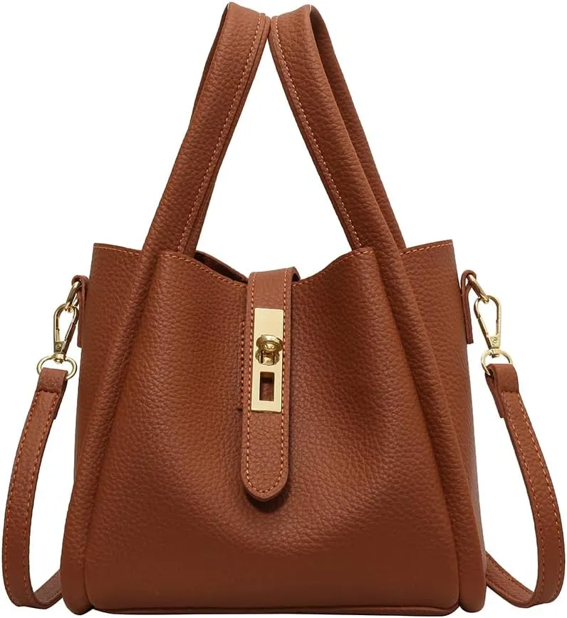 Bucket Bags for Women Trendy Shoulder Purse Satchel Handbag Pu Leather Bucket Tote Purse Top-handle Bag Fall Purse