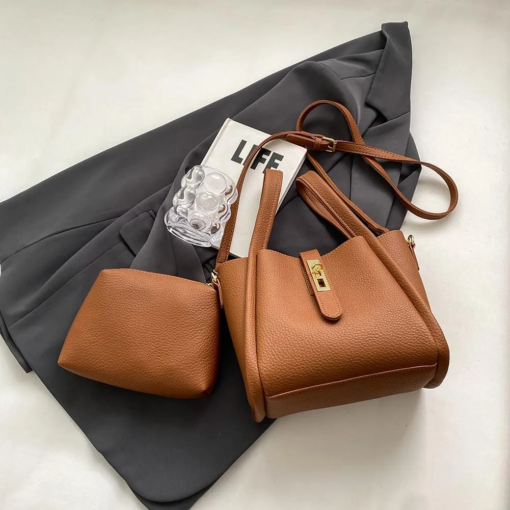 Bucket Bags for Women Trendy Shoulder Purse Satchel Handbag Pu Leather Bucket Tote Purse Top-handle Bag Fall Purse