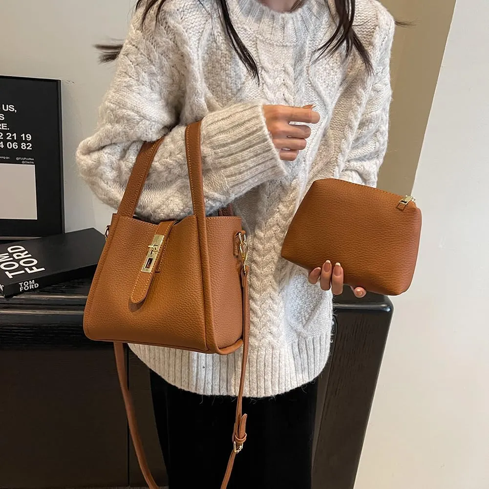 Bucket Bags for Women Trendy Shoulder Purse Satchel Handbag Pu Leather Bucket Tote Purse Top-handle Bag Fall Purse