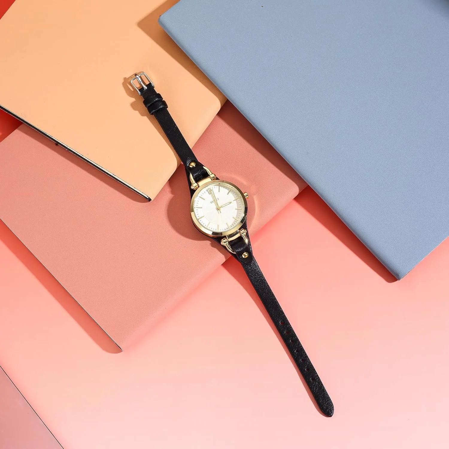 BUREI Women Watches Simple Leather Strap Quartz Watch Fashion Small Thin Ladies Watch Bracelet Band Wristwatch Relogio Feminino,Gift for Women(Brown and Black)