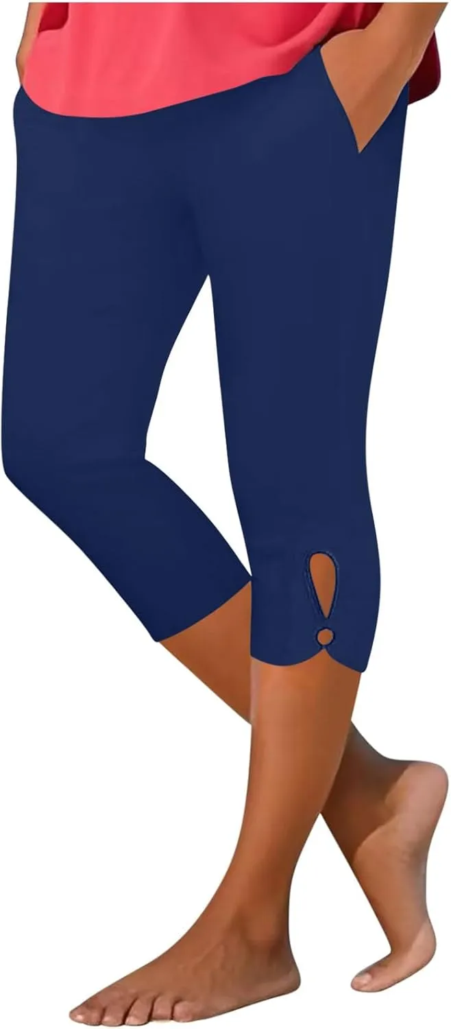 Capri Leggings for Women with Pockets Stretchy Soft High Waisted Yoga Pants Workout Exercise Hiking Capri Pants 2025