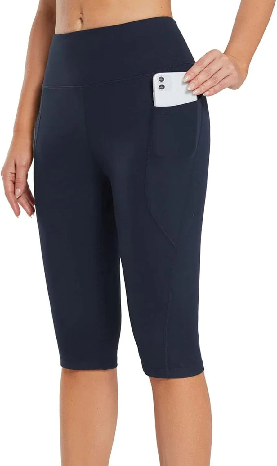 Capri Pants for Women High Waist Workout Yoga Pants with Pockets Tummy Control Leggings Stretch Jogger Trousers