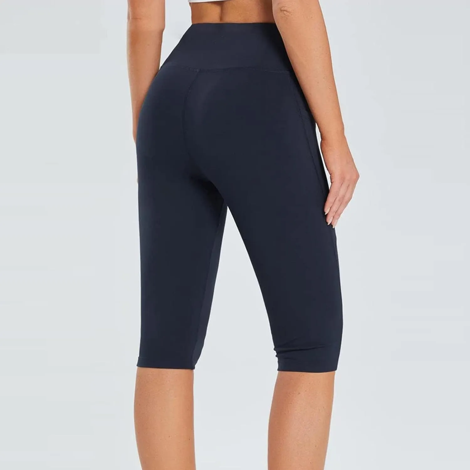 Capri Pants for Women High Waist Workout Yoga Pants with Pockets Tummy Control Leggings Stretch Jogger Trousers
