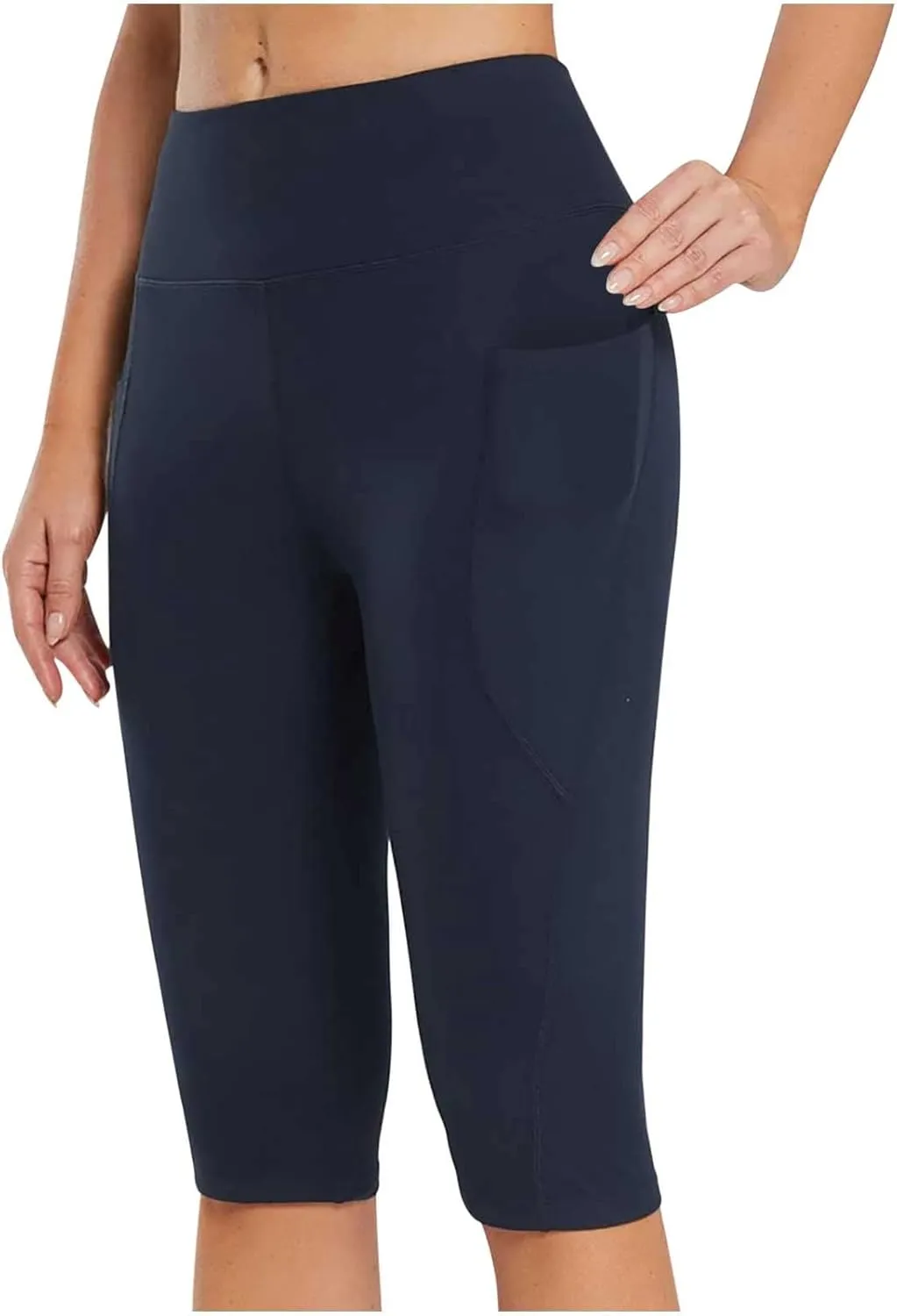 Capri Pants for Women High Waist Workout Yoga Pants with Pockets Tummy Control Leggings Stretch Jogger Trousers