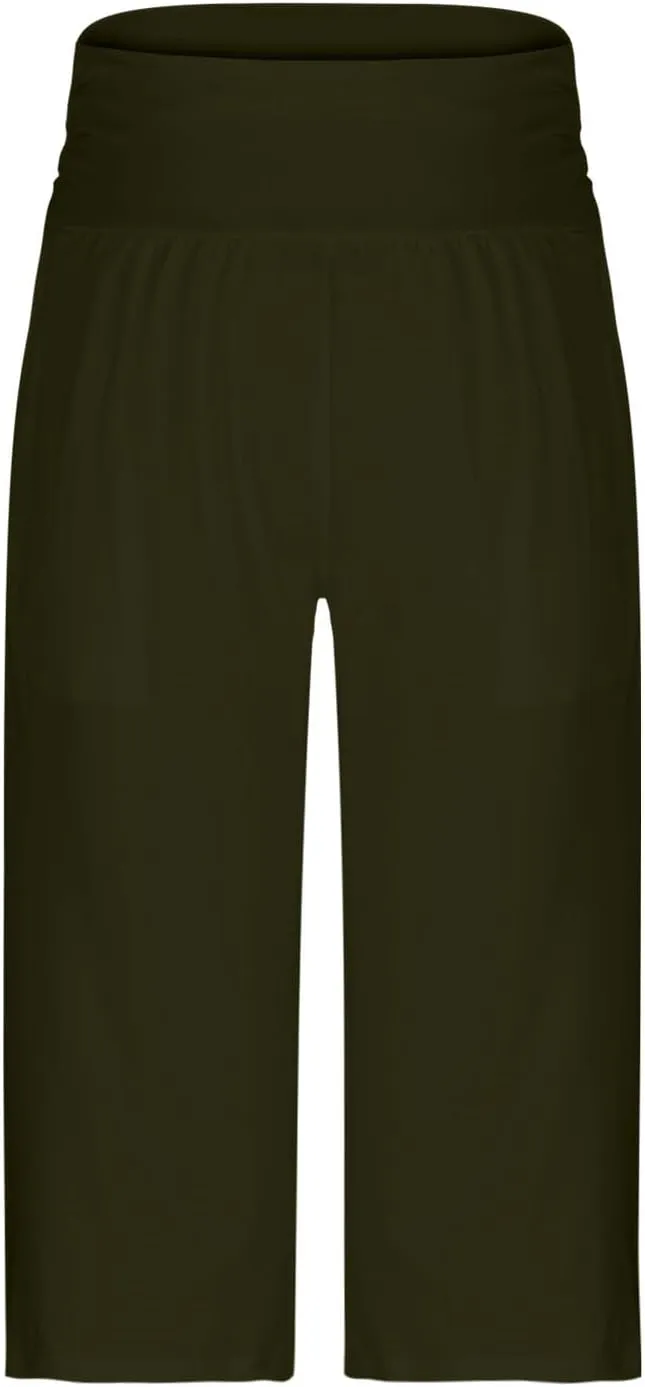 Capri Pants for Women Pleated High Waisted Straight Leg Pants Summer Lightweight Cropped Trousers with Pockets