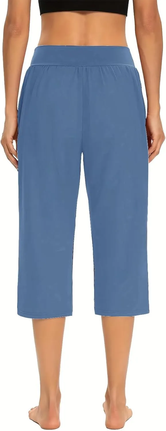 Capri Pants for Women Summer Capris High Waist Yoga Pant Casual Cropped Trousers Pants Capri Pants with Pocket