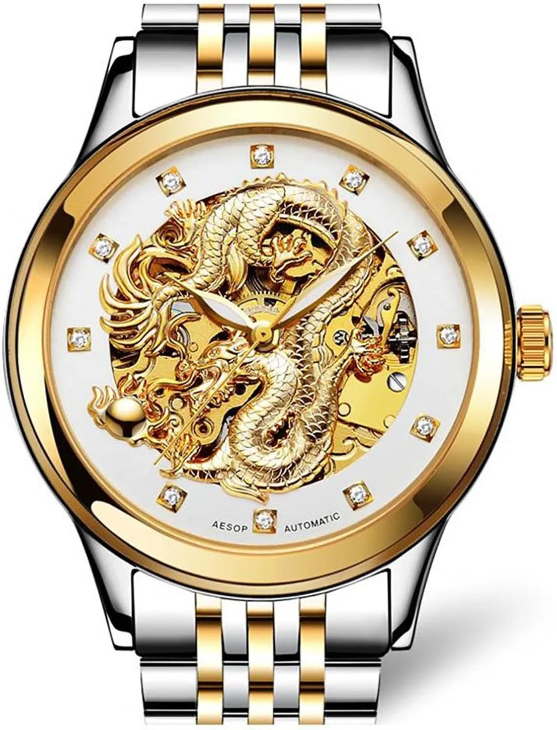 carlien Men Watches Luxury Brand Hollow Automatic Mechanical Luminous Gold Watches