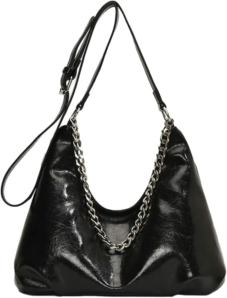Chain Handbag for Women Underarm Tote Bag with Adjustable Cross Body Shoulder Strap Trendy Hobo Bags for Daily Life