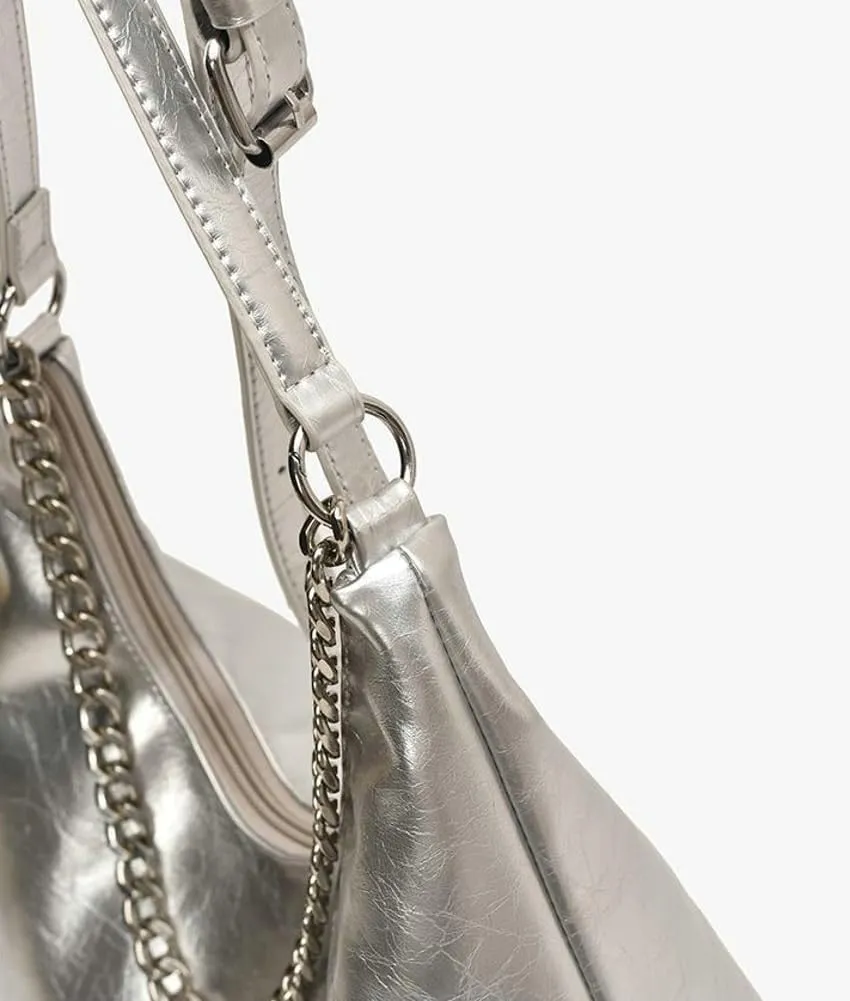 Chain Handbag for Women Underarm Tote Bag with Adjustable Cross Body Shoulder Strap Trendy Hobo Bags for Daily Life