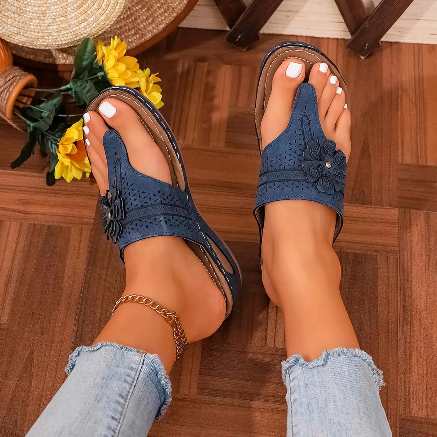 Classic Wedge Sandals Women Arch Support Thong Sandals Casual Dressy Orthopedic Summer Boho Flip Flop 2025