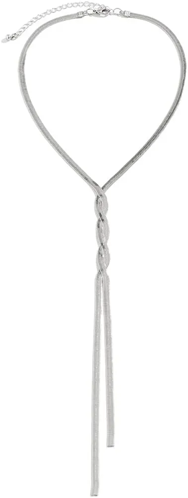 COLORFUL BLING Minimalist Dainty Gold Y Long Twisted Snake Chain Layered Choker Necklace for Women Punk Hip Hop Jewelry