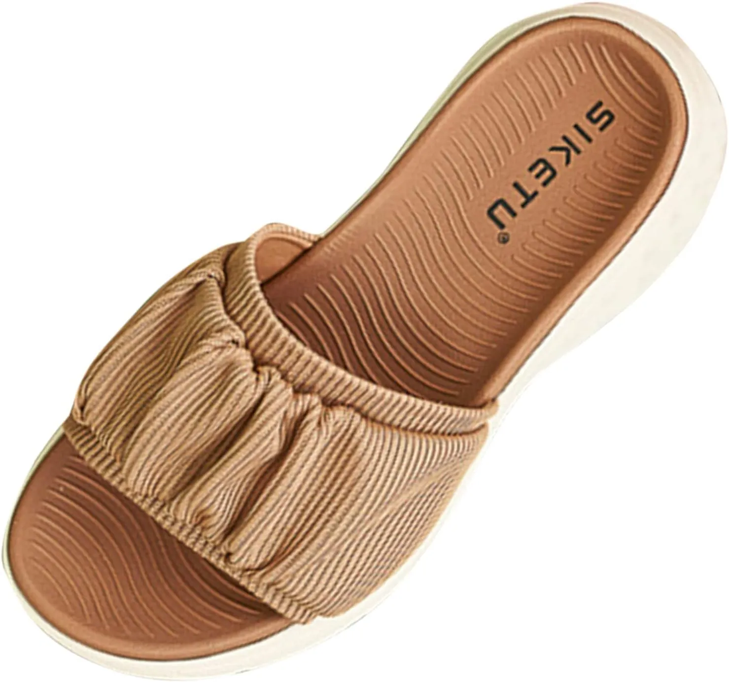 Comfortable New Thick Sole Slippers Lightweight Comfortable Womens Water Sandals with Hard Soles and Arch Support (Beige, 7)