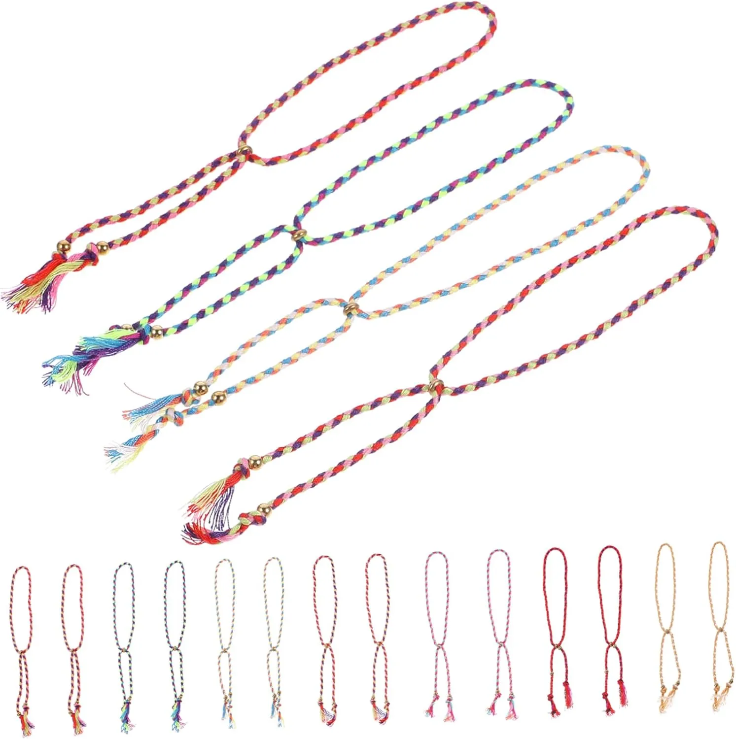 Copper Bead Tassel Friendship Bracelet for Men Women Unisex Braided Bracelet
