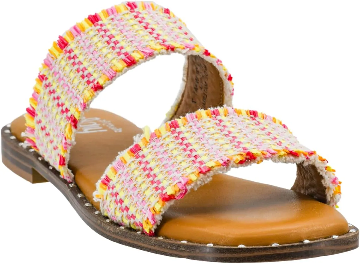 Corkys Footwear Hey Girl Hey Girl Afrayed Of What Sandals - With Cushioned Insoles, A Stylish Studded Outsole, and Two Frayed Straps - Chic and Comfortable