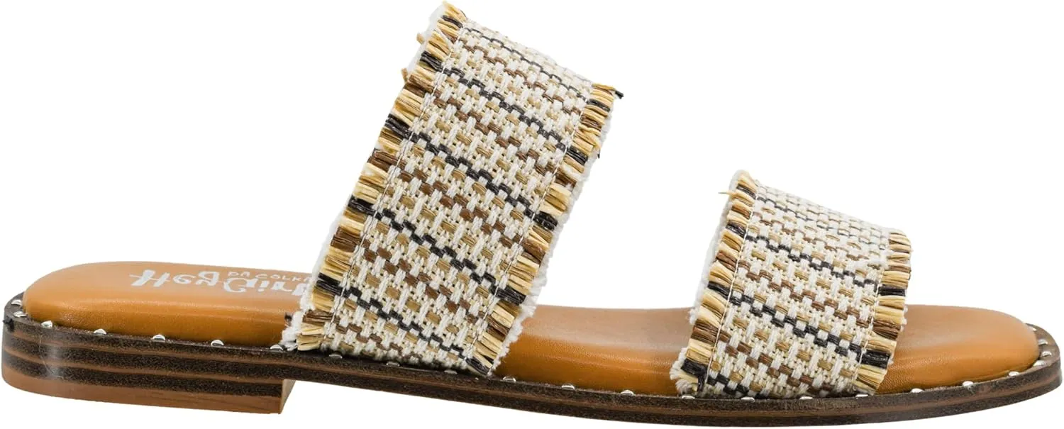 Corkys Footwear Hey Girl Hey Girl Afrayed Of What Sandals - With Cushioned Insoles, A Stylish Studded Outsole, and Two Frayed Straps - Chic and Comfortable
