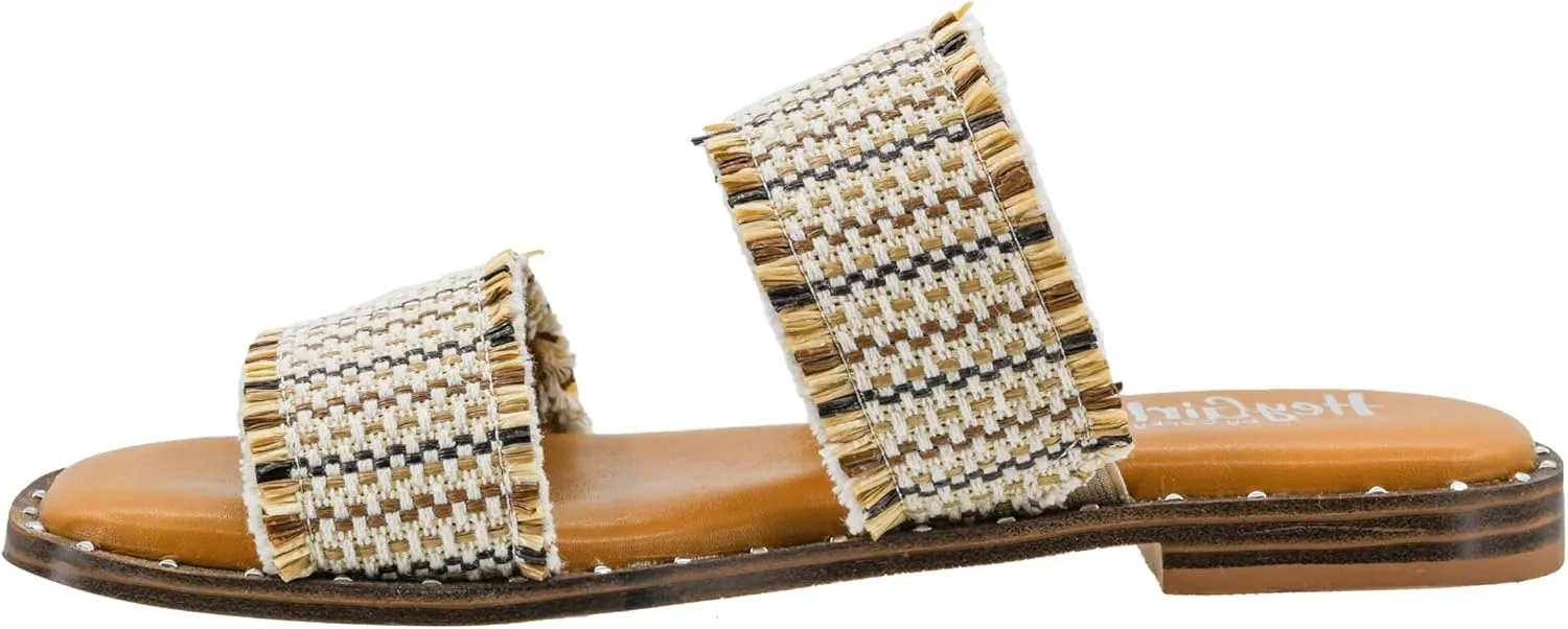 Corkys Footwear Hey Girl Hey Girl Afrayed Of What Sandals - With Cushioned Insoles, A Stylish Studded Outsole, and Two Frayed Straps - Chic and Comfortable