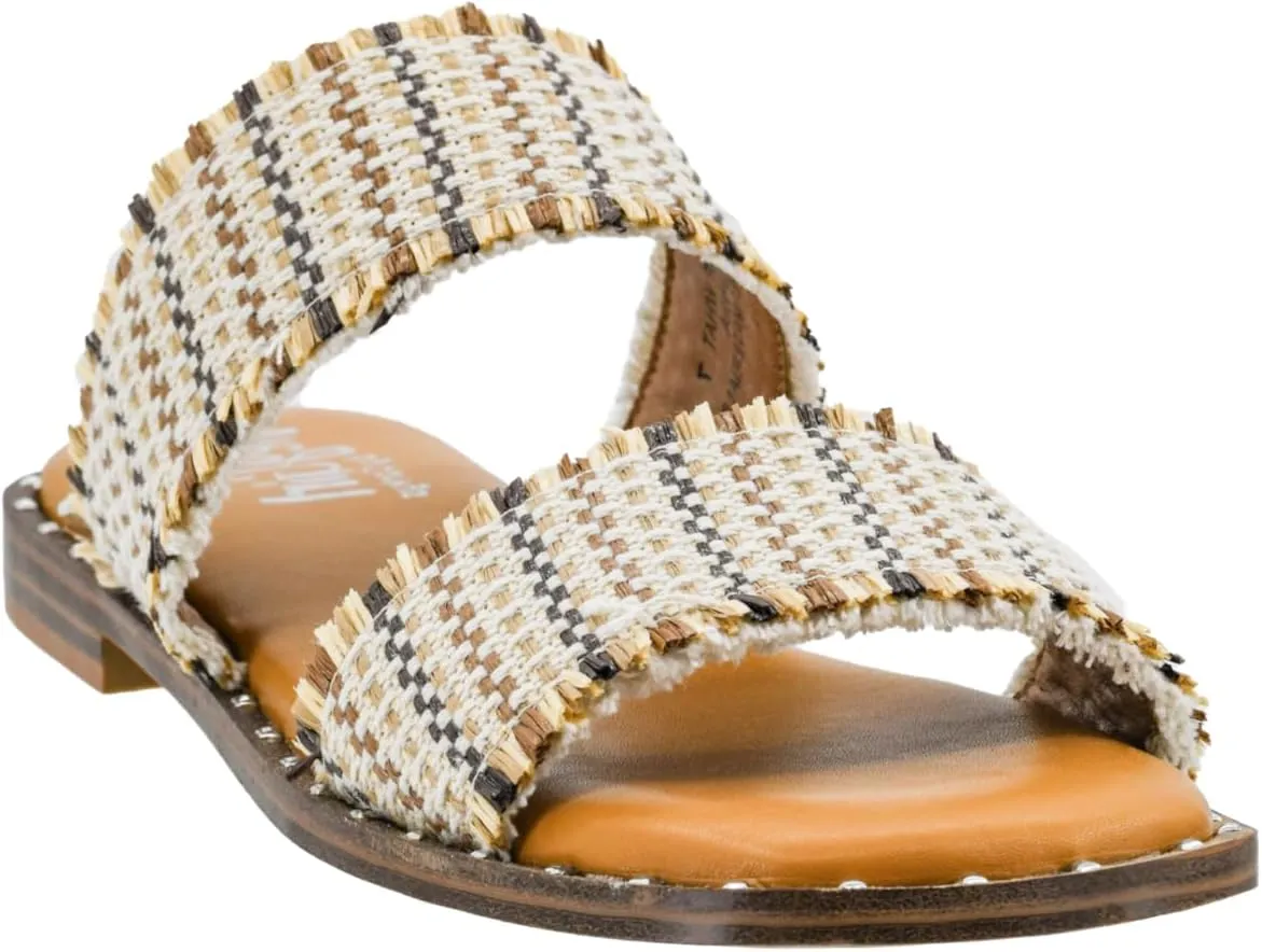 Corkys Footwear Hey Girl Hey Girl Afrayed Of What Sandals - With Cushioned Insoles, A Stylish Studded Outsole, and Two Frayed Straps - Chic and Comfortable