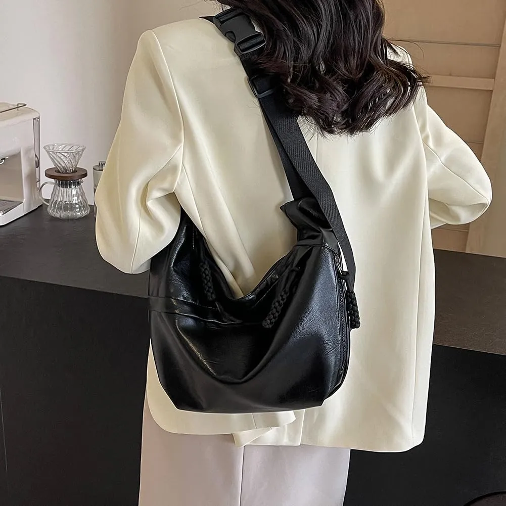 Crescent Crossbody for Women, Fashion Leopard Shoulder Nylon Luna Dumpling Moon Hobo Bag