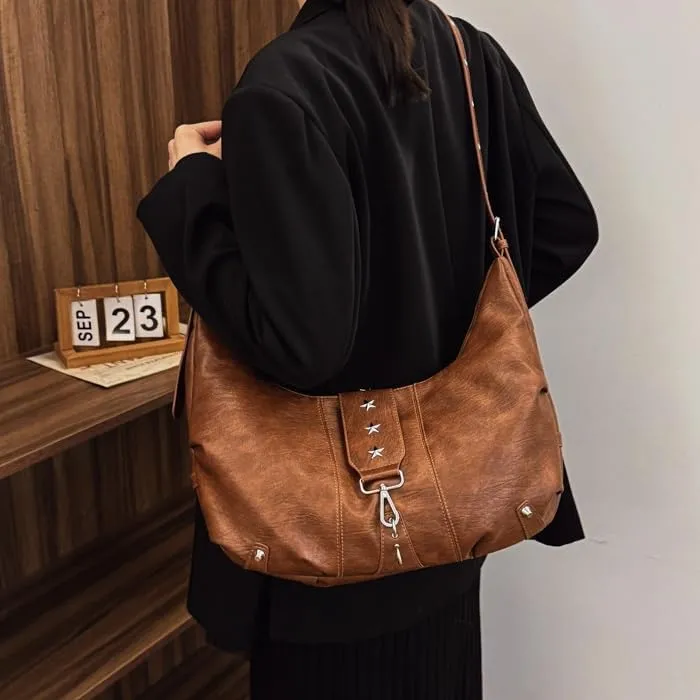 Crescent Shoulder Bag Vintage Half Moon Crossbody Bags for Women Y2k Purse Bag Underarm Hobo Satchel Purses Handbags (Brown)