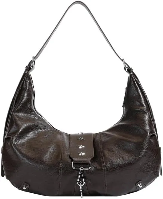 Crescent Shoulder Bag Vintage Half Moon Crossbody Bags for Women Y2k Purse Bag Underarm Hobo Satchel Purses Handbags (Coffee)
