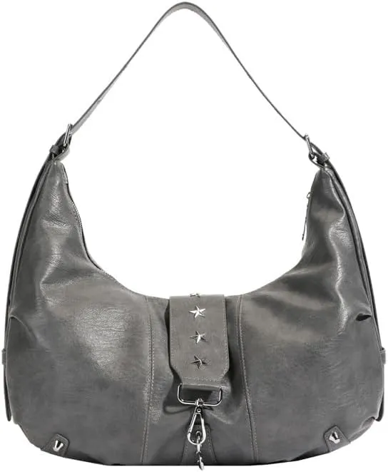 Crescent Shoulder Bag Vintage Half Moon Crossbody Bags for Women Y2k Purse Bag Underarm Hobo Satchel Purses Handbags (Grey)