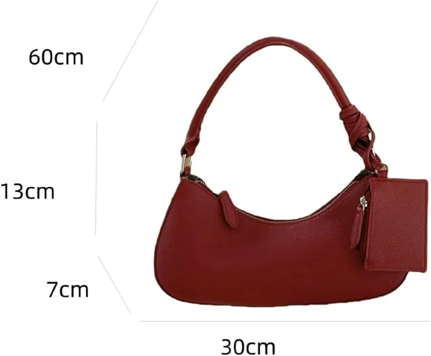 Crescent Shoulder Bags for Women Trendy Leather Underarm Purses Satchel Top Handle Handbags with Small Wallet 2025