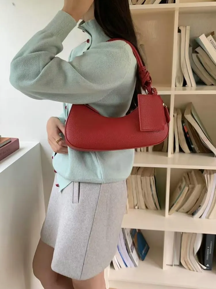 Crescent Shoulder Bags for Women Trendy Leather Underarm Purses Satchel Top Handle Handbags with Small Wallet 2025