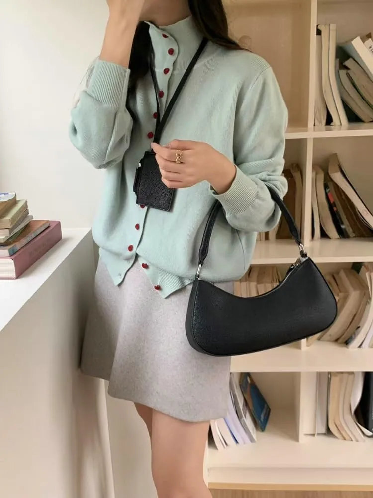 Crescent Shoulder Bags for Women Trendy Leather Underarm Purses Satchel Top Handle Handbags with Small Wallet 2025