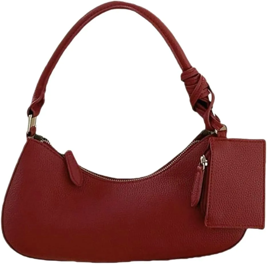 Crescent Shoulder Bags for Women Trendy Leather Underarm Purses Satchel Top Handle Handbags with Small Wallet 2025
