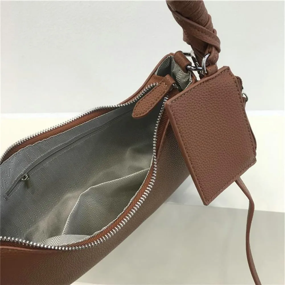 Crescent Shoulder Bags for Women Trendy Leather Underarm Purses Satchel Top Handle Handbags with Small Wallet 2025