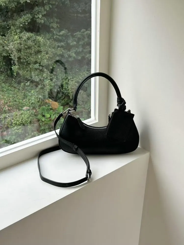 Crescent Shoulder Bags for Women Trendy Leather Underarm Purses Satchel Top Handle Handbags with Small Wallet 2025