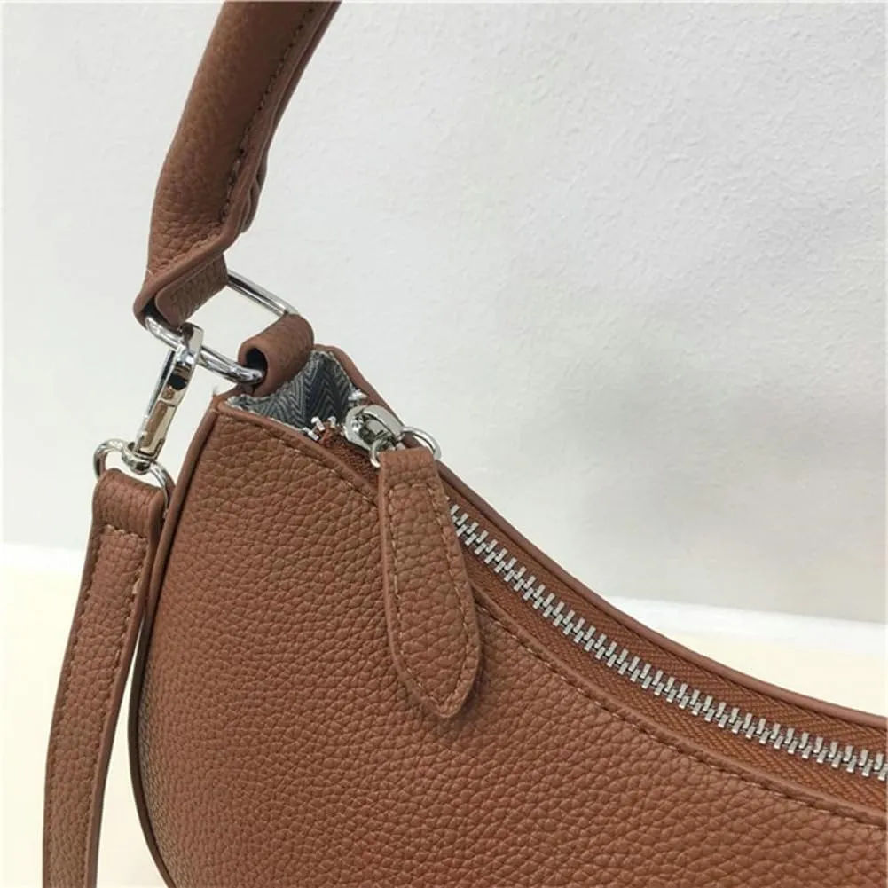 Crescent Shoulder Bags for Women Trendy Leather Underarm Purses Satchel Top Handle Handbags with Small Wallet 2025
