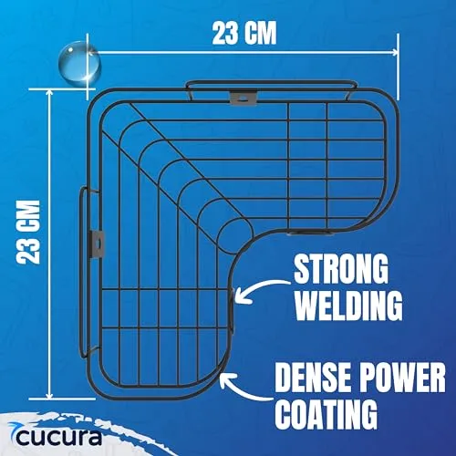 CUCURA Metal (Pack Of 2 Multi-Purpose Corner Shelf For Bathroom And Kitchen-Self-Adhesive Bathroom Shelf, Space-Saving Corner Shelf For Kitchen, Washroom Organiser, Durable Bathroom Accessories