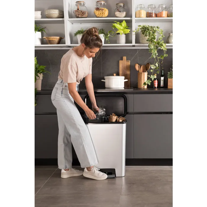 Curver Compatta 50L Duo 23 23L Recycling Bin - Steel Look