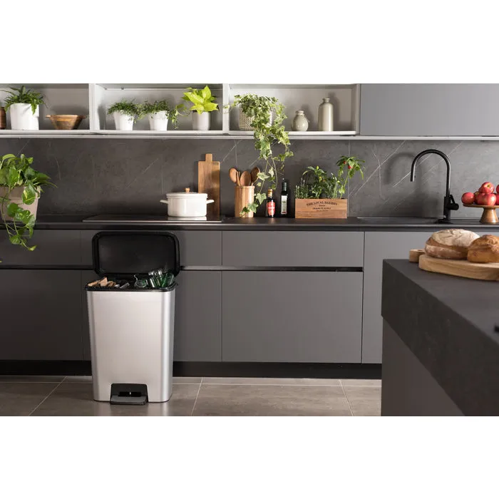 Curver Compatta 50L Duo 23 23L Recycling Bin - Steel Look
