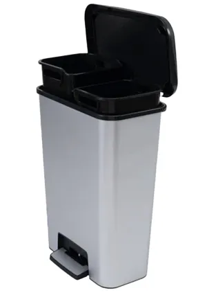 Curver Compatta 50L Duo 23 23L Recycling Bin - Steel Look
