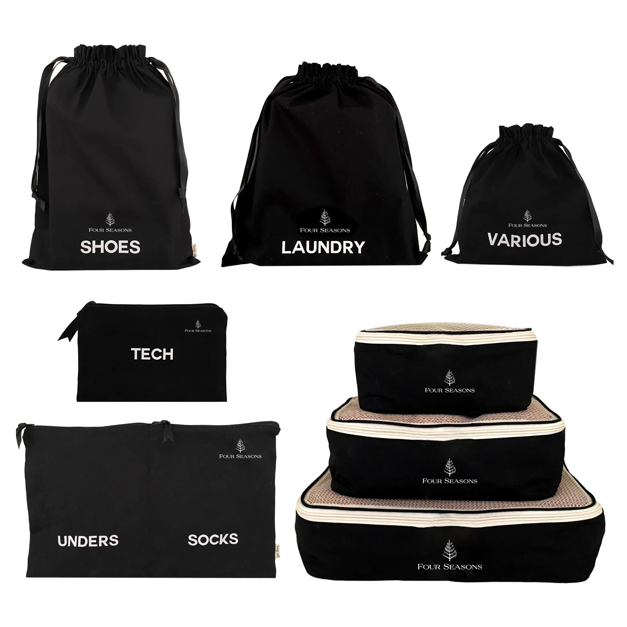 CUSTOM BA Packing Organizers and Travel Set in High Quality Cotton, 8-pack