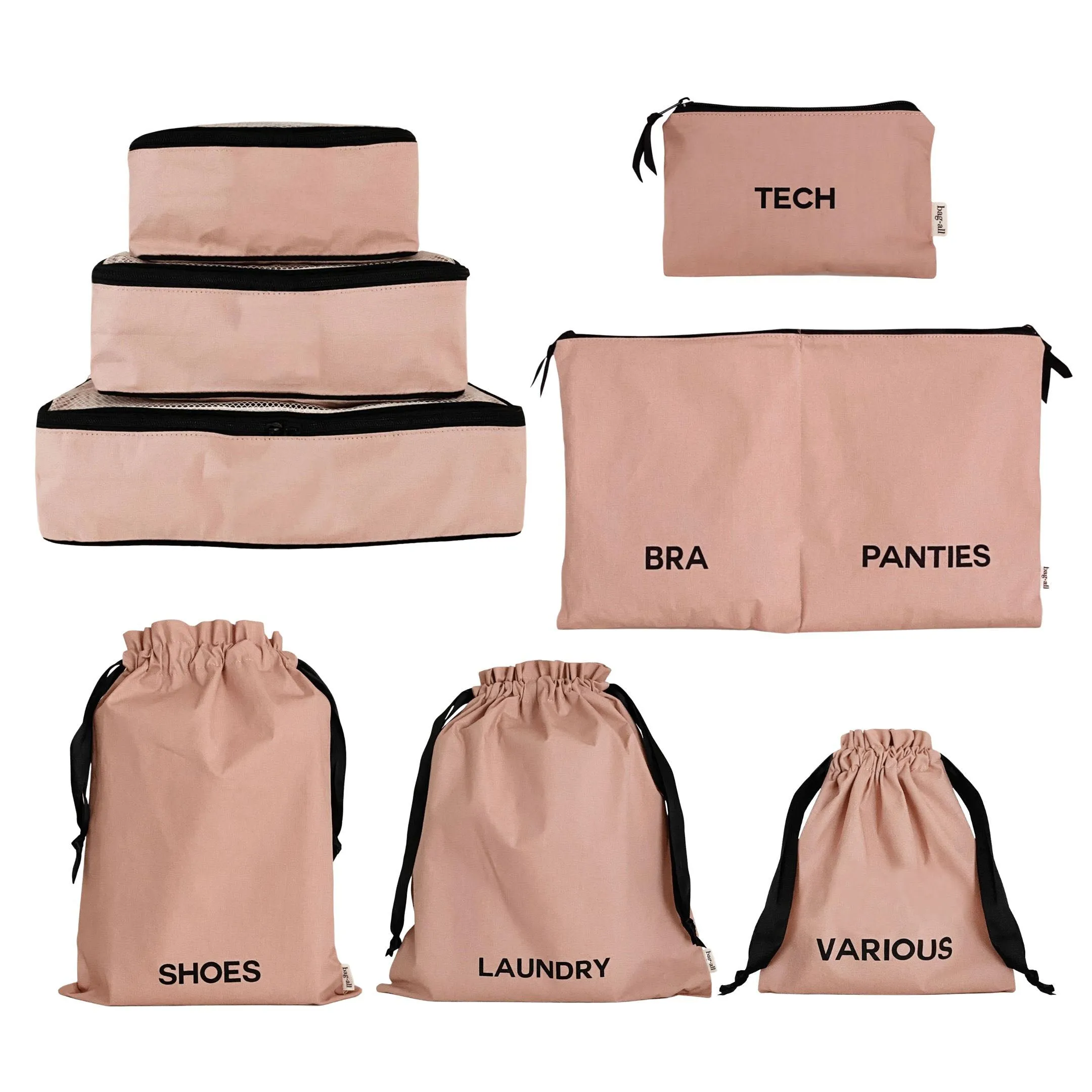 CUSTOM BA Packing Organizers and Travel Set in High Quality Cotton, 8-pack