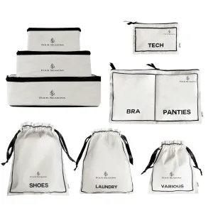 CUSTOM BA Packing Organizers and Travel Set in High Quality Cotton, 8-pack