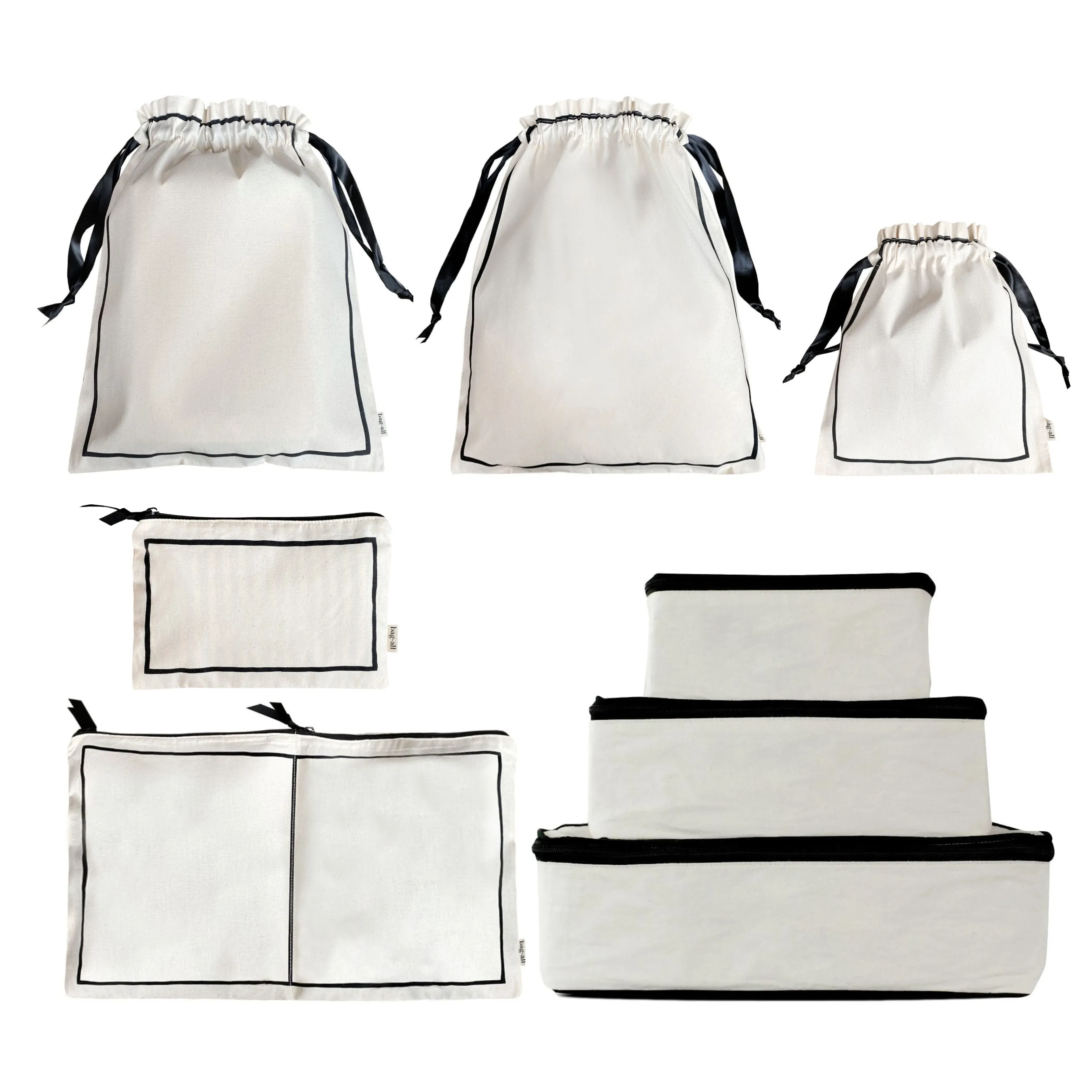 CUSTOM BA Packing Organizers and Travel Set in High Quality Cotton, 8-pack