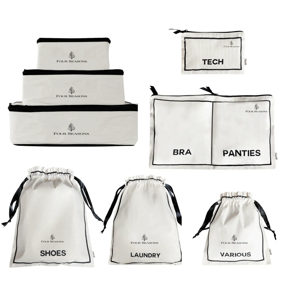 CUSTOM BA Packing Organizers and Travel Set in High Quality Cotton, 8-pack