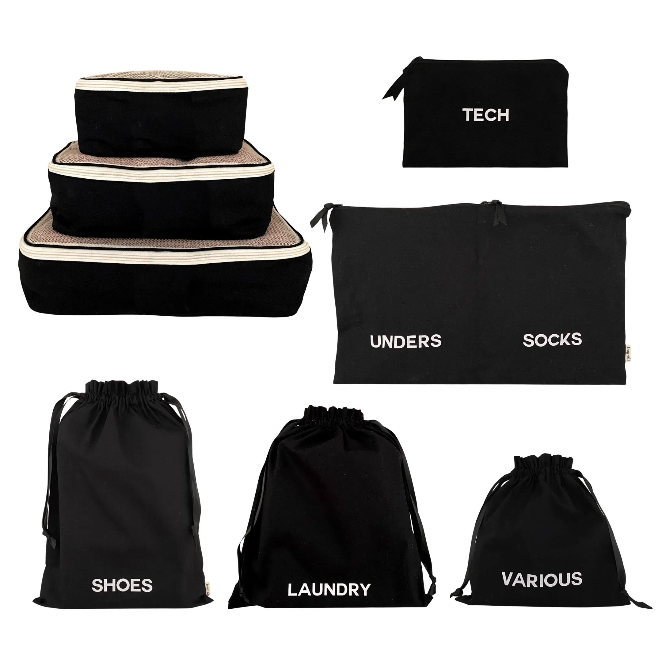 CUSTOM BA Packing Organizers and Travel Set in High Quality Cotton, 8-pack
