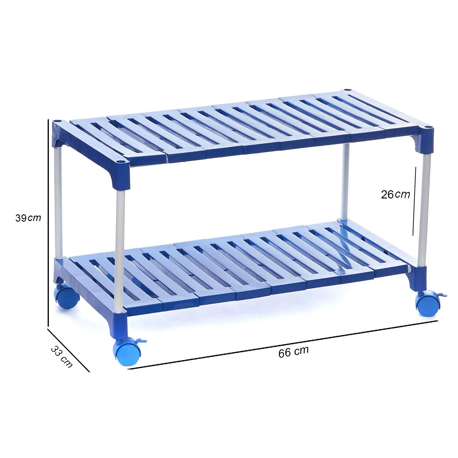 Dhani Creations Multipurpose Metal Frame & Plastic Shelves Shoe Rack With Wheels | Shoe Cabine | Utility Rack Organizer For Footwear Clothes/Books Storage Racks 2 Shelves Shoe Stand