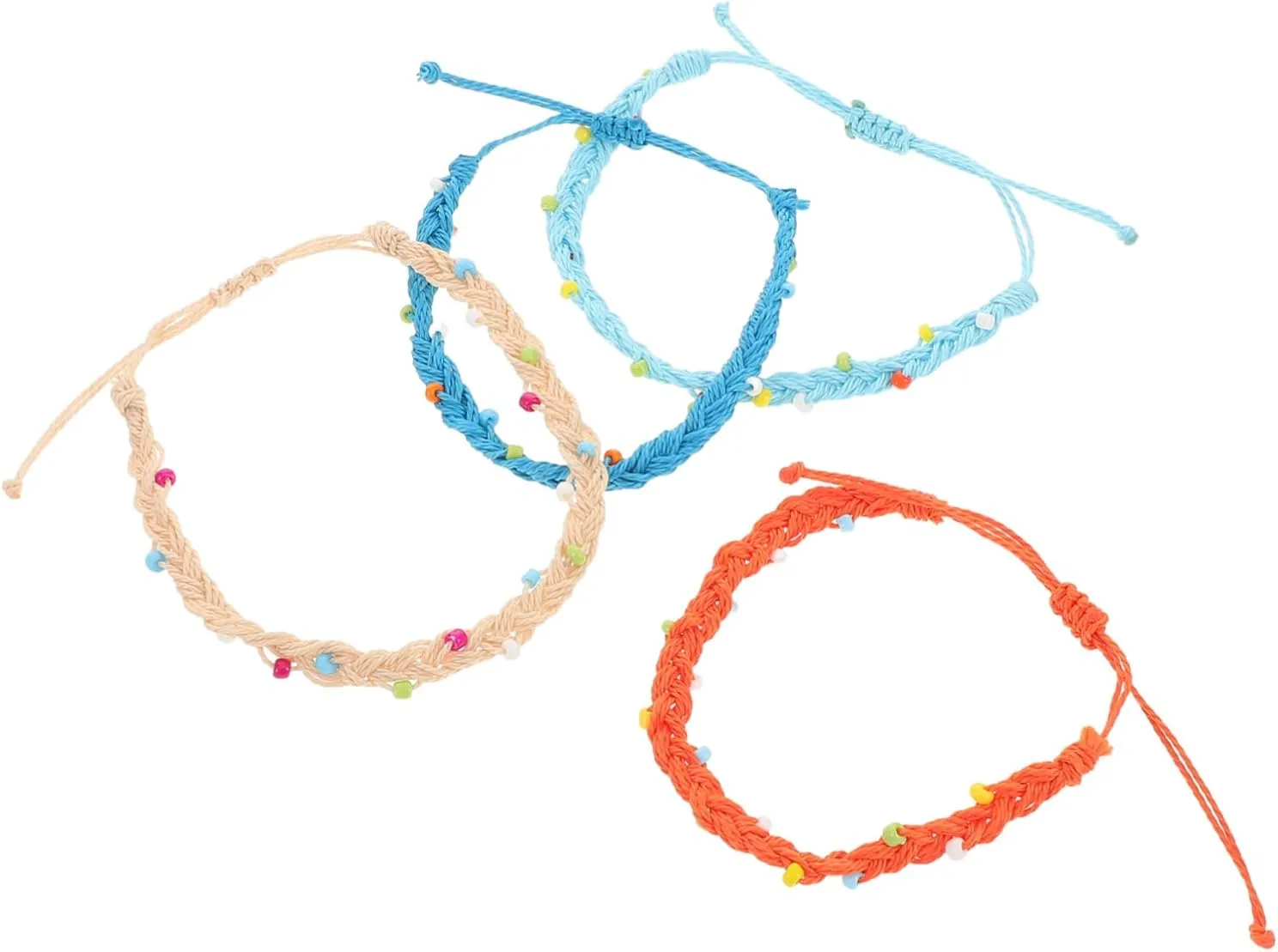 DOITOOL 4Pcs Handmade Wax Cord Bracelets for Women Beaded Jewelry Adjustable Thread Bracelets for Surfing Yoga and Everyday Wear
