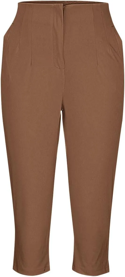Dress Pants for Women High Waisted Work Office Pant Casual Business Capri Pants Trendy Pleated Straight Leg Trousers