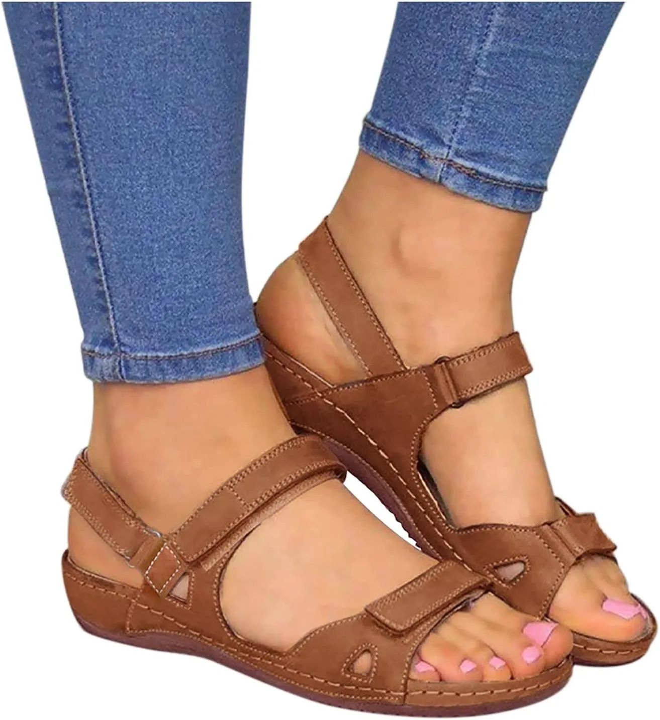 Eduavar Sandals Women Dressy Summer Flat, Womens Sandals Flat Comfort Sandals Breathable Open Toe Sandals Outdoor Sandals